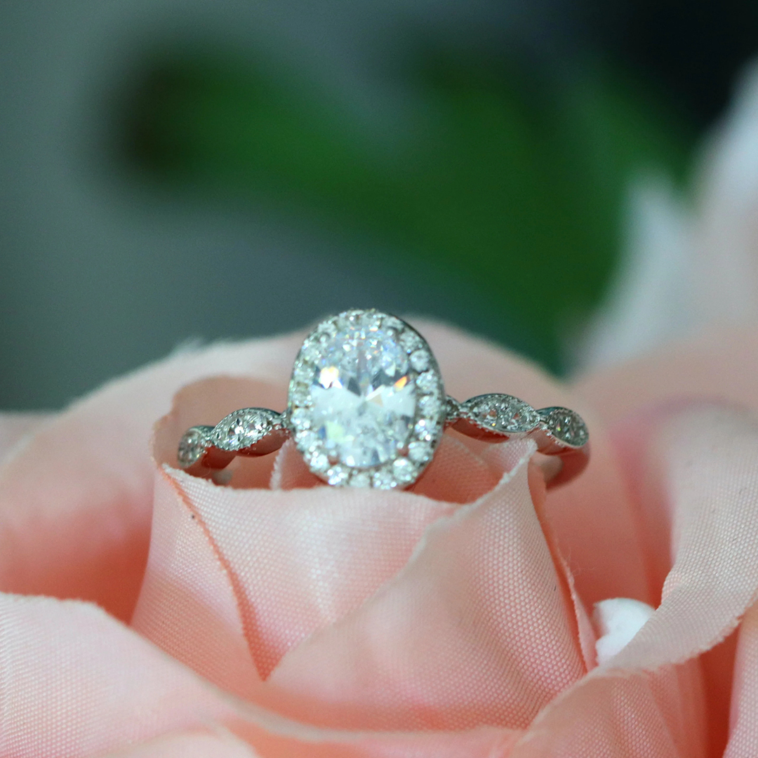 To Me With Love Oval Cut Halo Ring