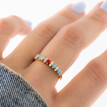 Diabetes Awareness Power Statement Dainty Turquoise Ring