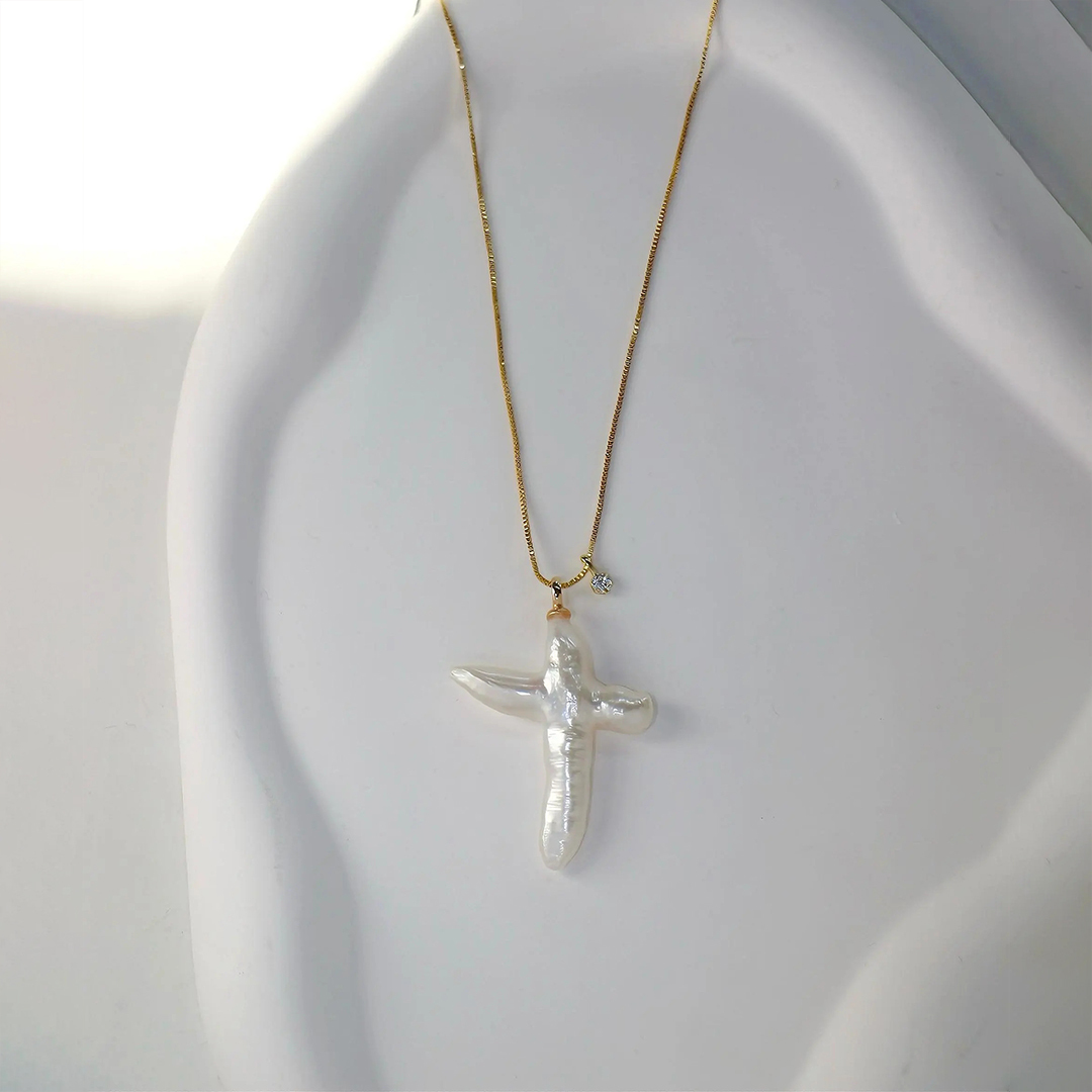Choosing Me Freshwater Cross Pearl Necklace