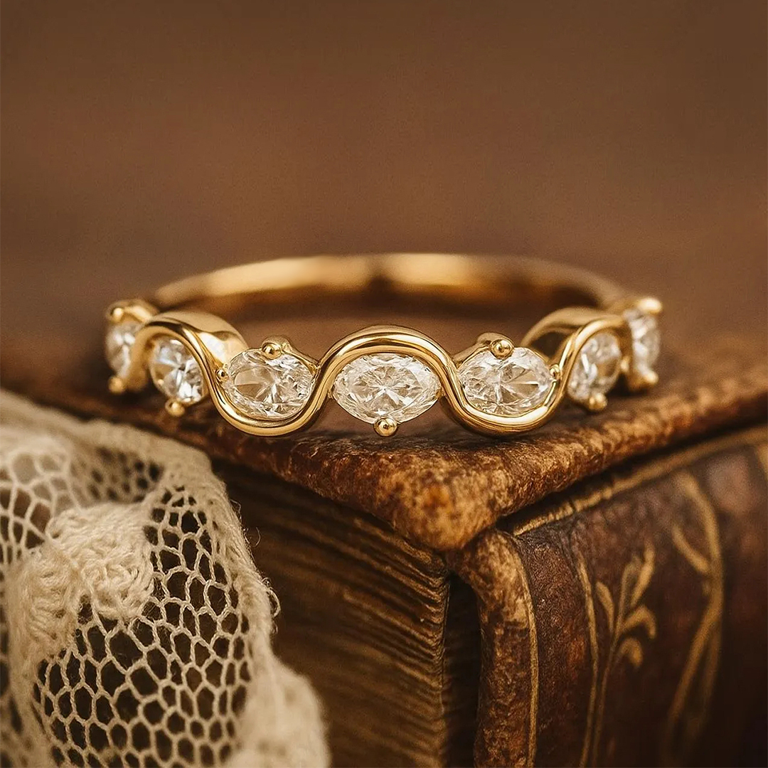 I'll Be With You Oval Cut Moissanite Wave Ring