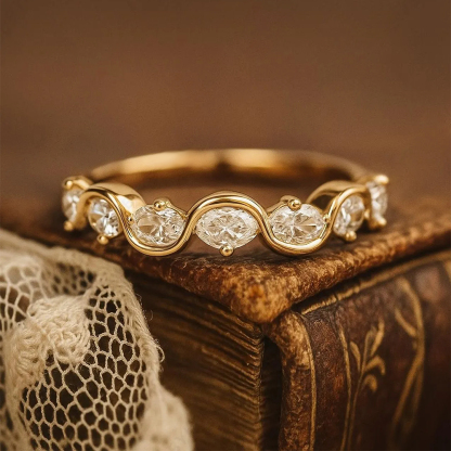 I'll Be With You Oval Cut Moissanite Wave Ring