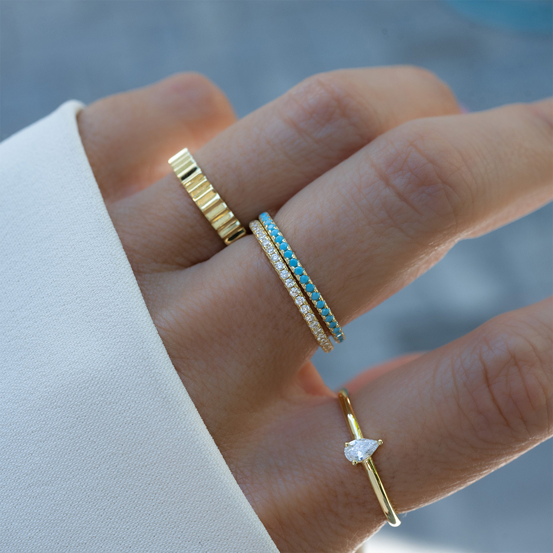 Ovarian Cancer Awareness Turquoise Eternity Ring