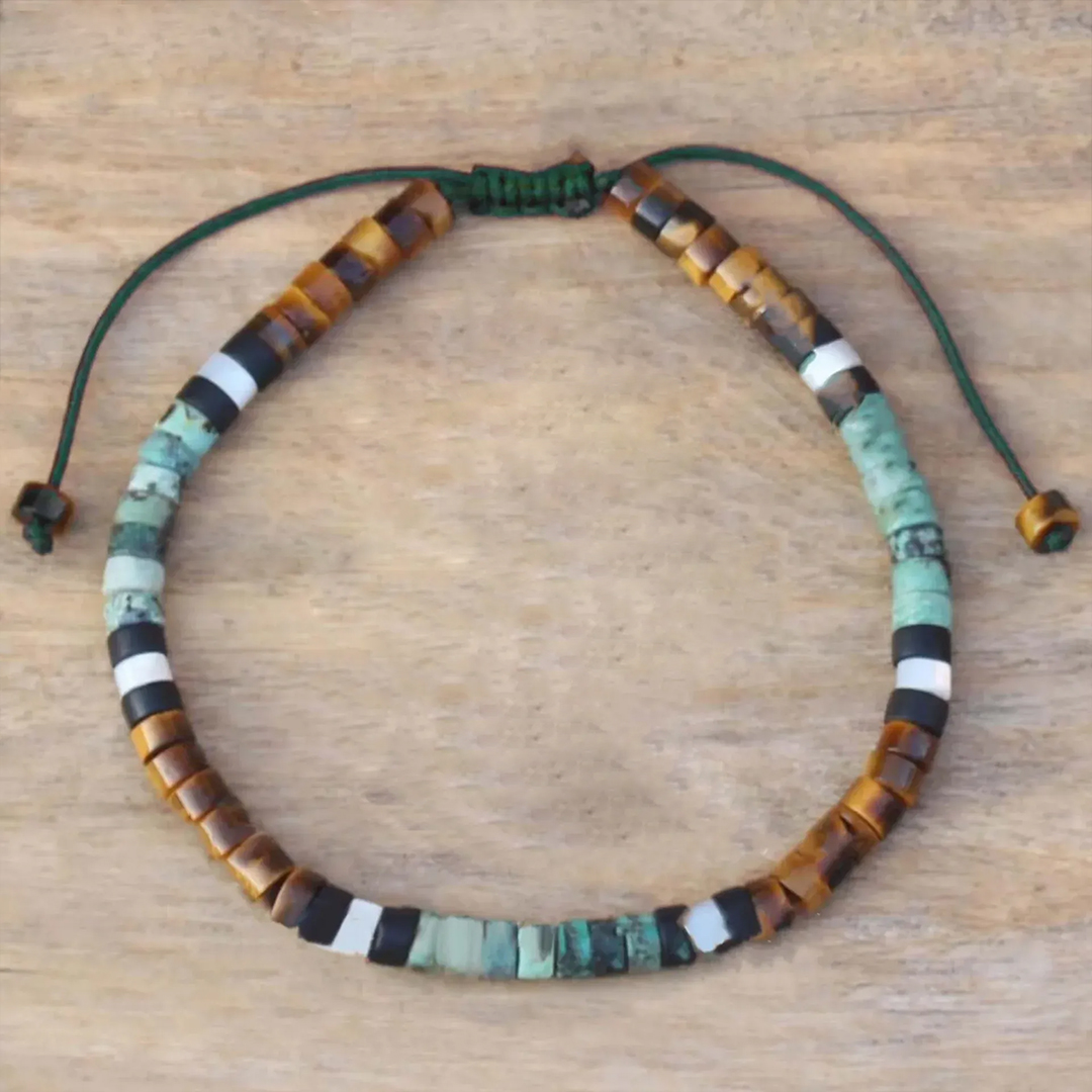 Strong As Fuck Morse code Turquoise Tiger eye Bracelet
