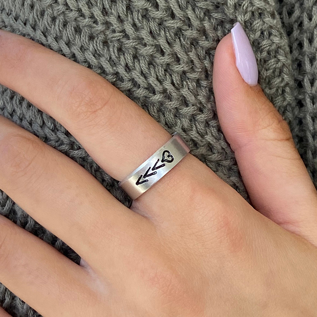 Down Syndrome Awareness Hand Stamped Heart Ring
