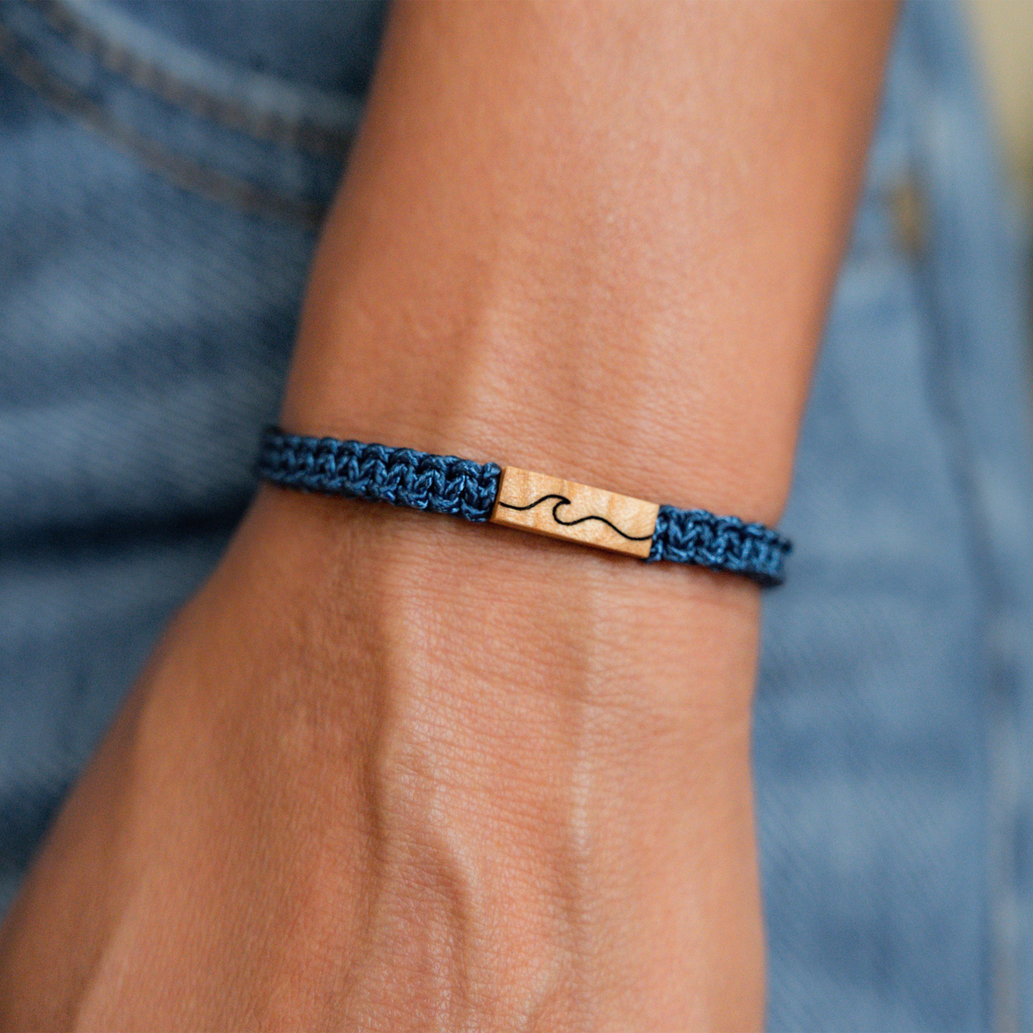 Ocean Wave Reclaimed Wood Adjustable Bracelet
