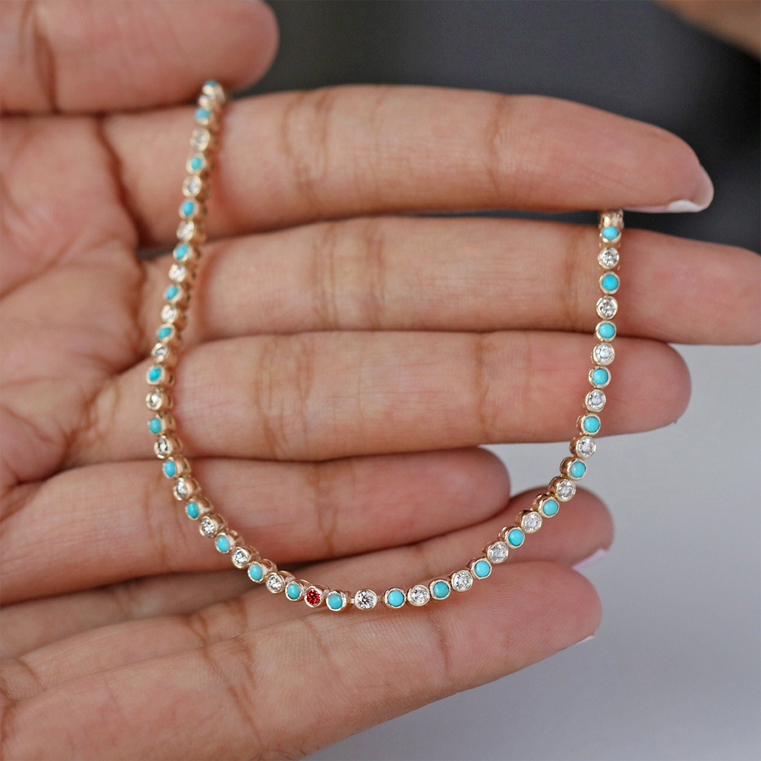 Fight Diabetes with Strength Turquoise Tennis Bracelet