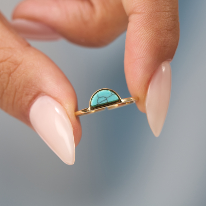 Ovarian Cancer Awareness Half Round Teal Ring