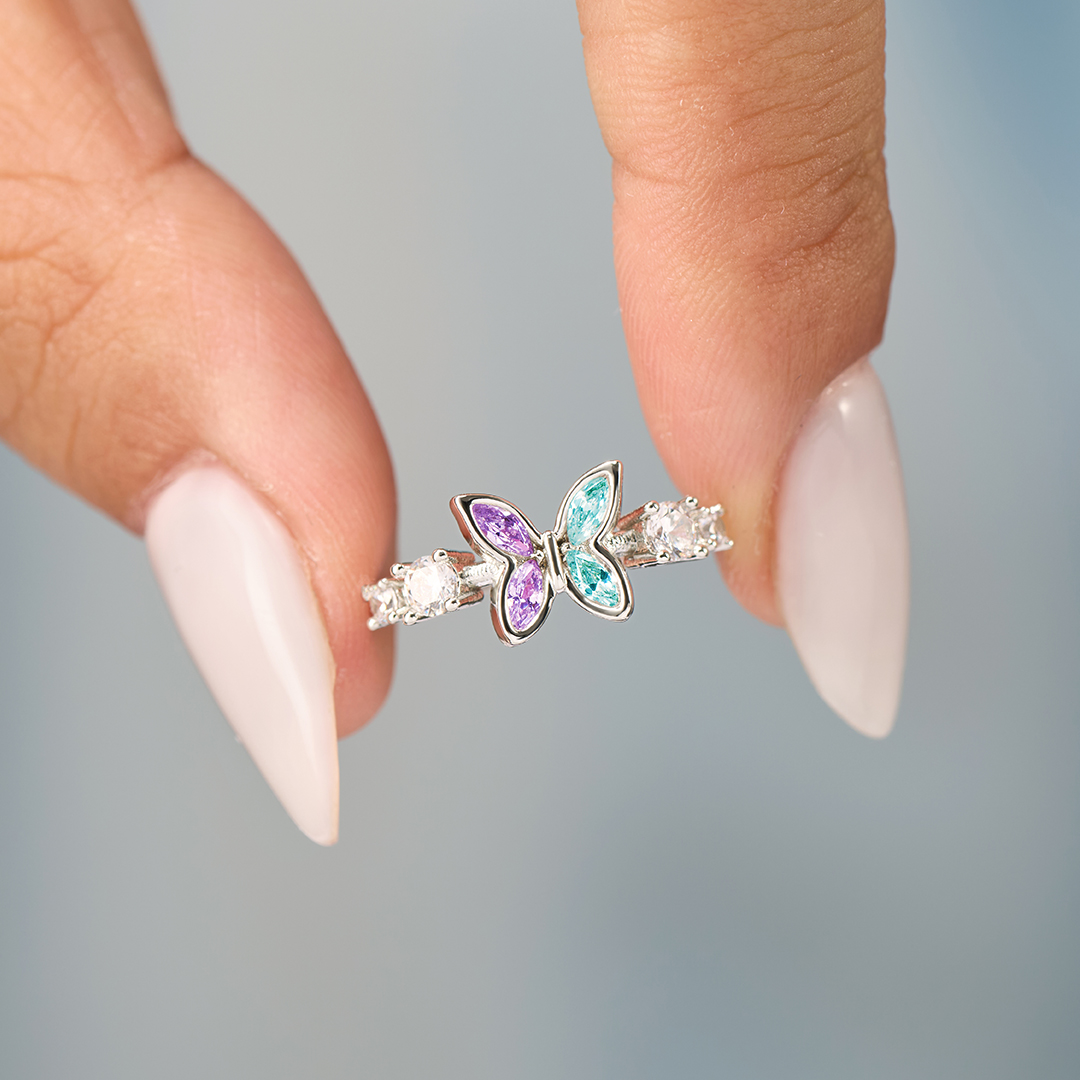 Stay Strong Butterfly Awareness Ring