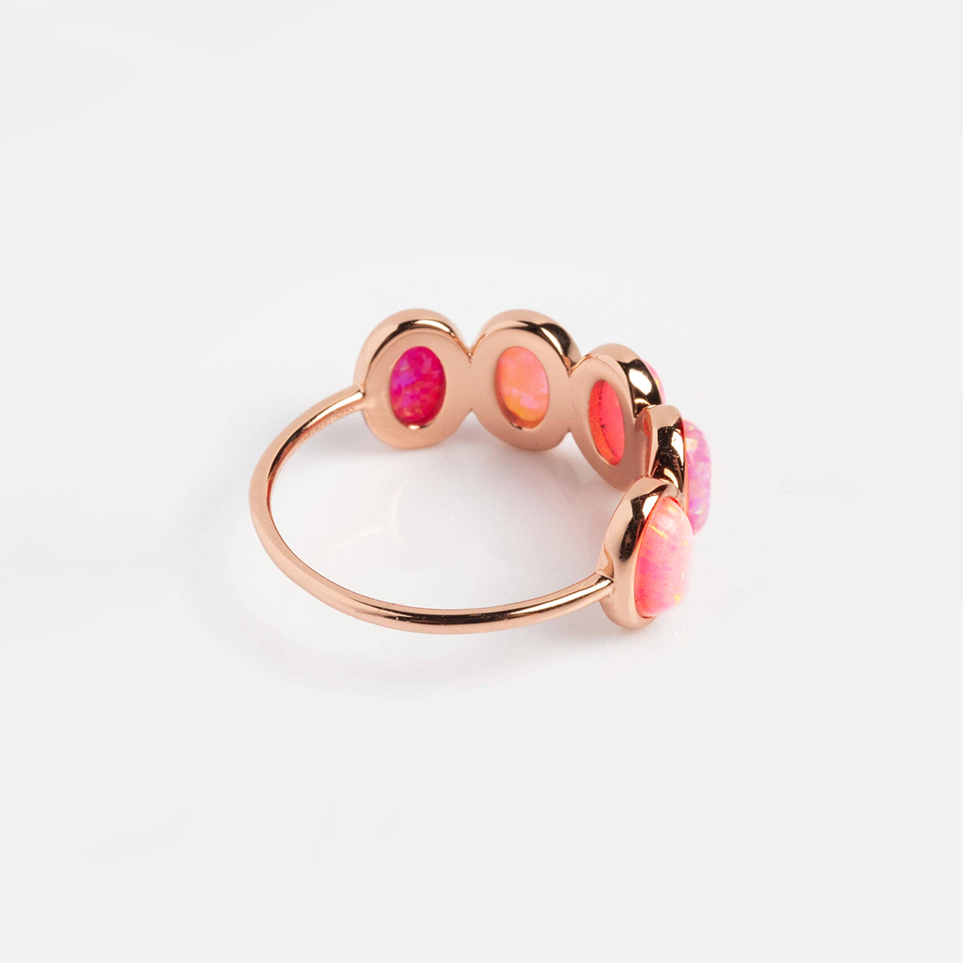 Breast Cancer Awareness I Am Enough Pink Gradient Opal Ring