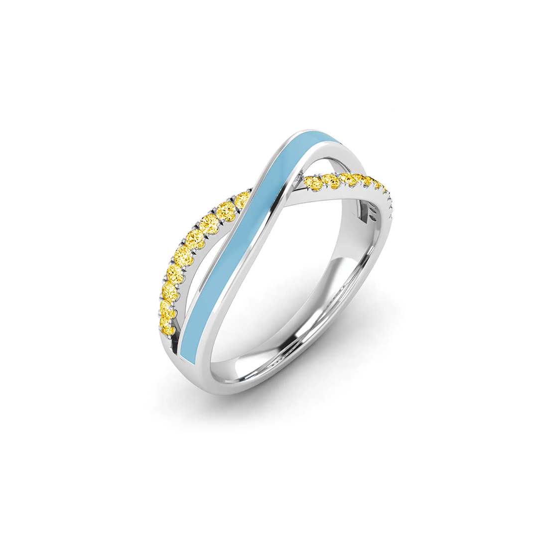 Down Syndrome Awareness Blue & Yellow Ribbon Ring