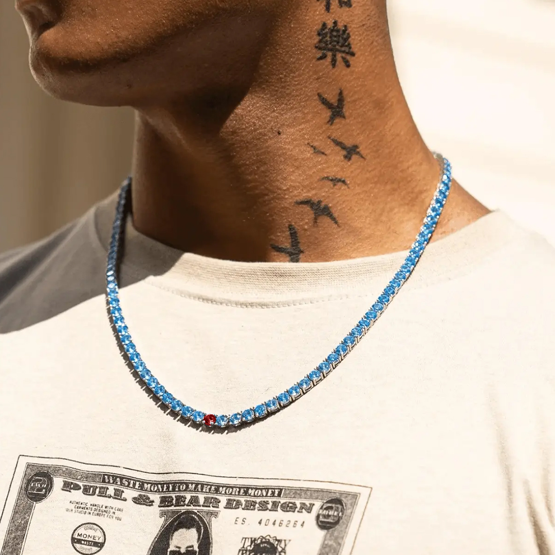 Diabetes Awareness Blue Diamond Necklace