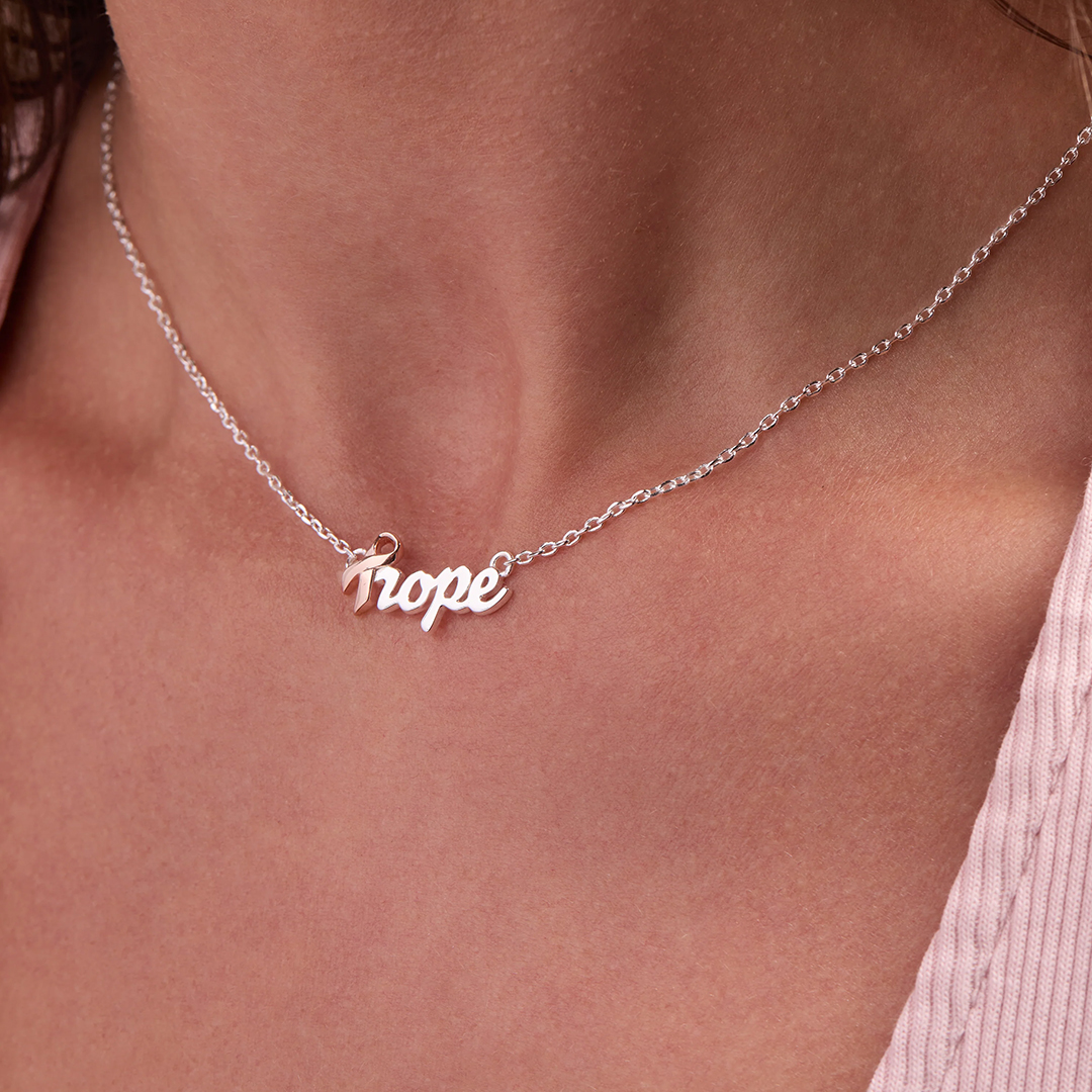 Hope Breast Cancer Awareness Pink Ribbon Necklace