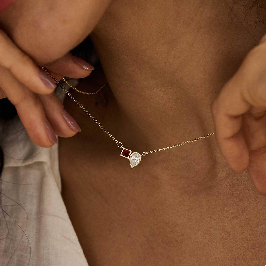 Mother & Daughter Two Stone Necklace