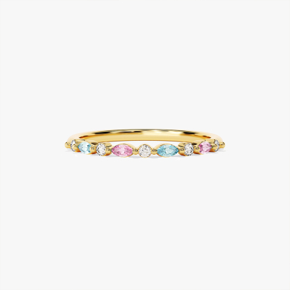Blue & Pink Bond Marquise Ring