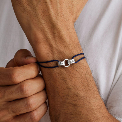 Personalized Mens 1-6 Rings Interlocking Bracelet