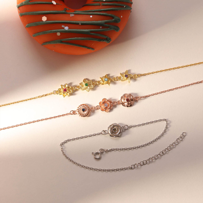 Grandma Bracelet With Kids Birthflower Bouquet Bracelet