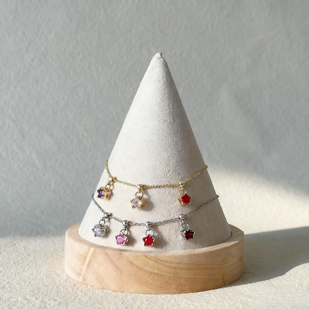 Personalized Family Bracelet With 1-7 Star Birthstones Charm