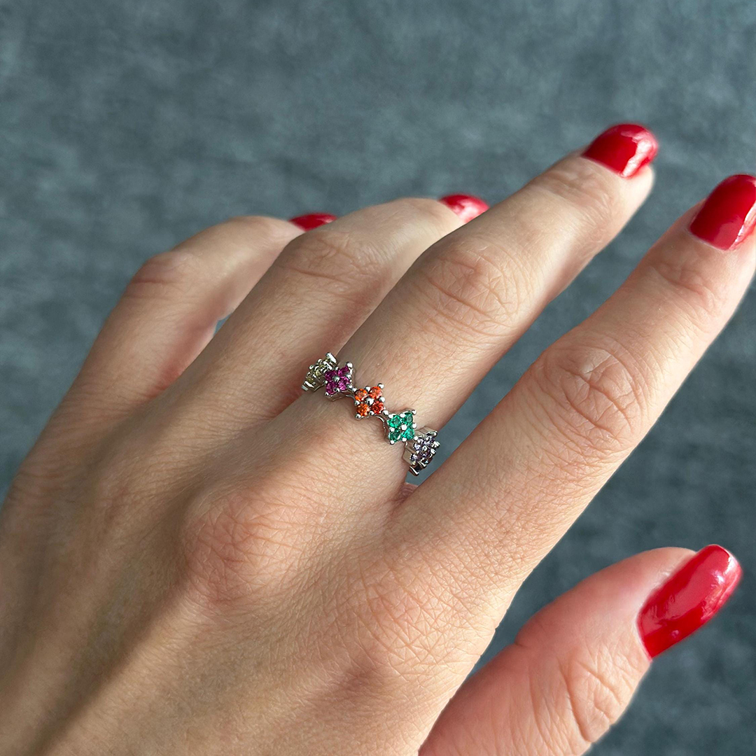 Grandma's Love Blooming Custom 1-6 Flower Groups Ring