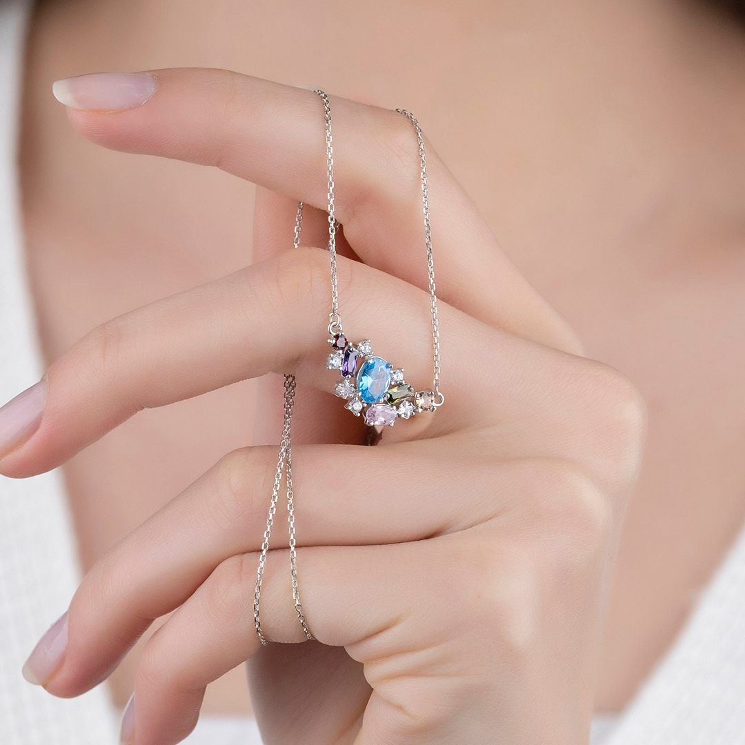 Christmas Gift Custom Multi-Cutting 1-6 Birthstones Necklace