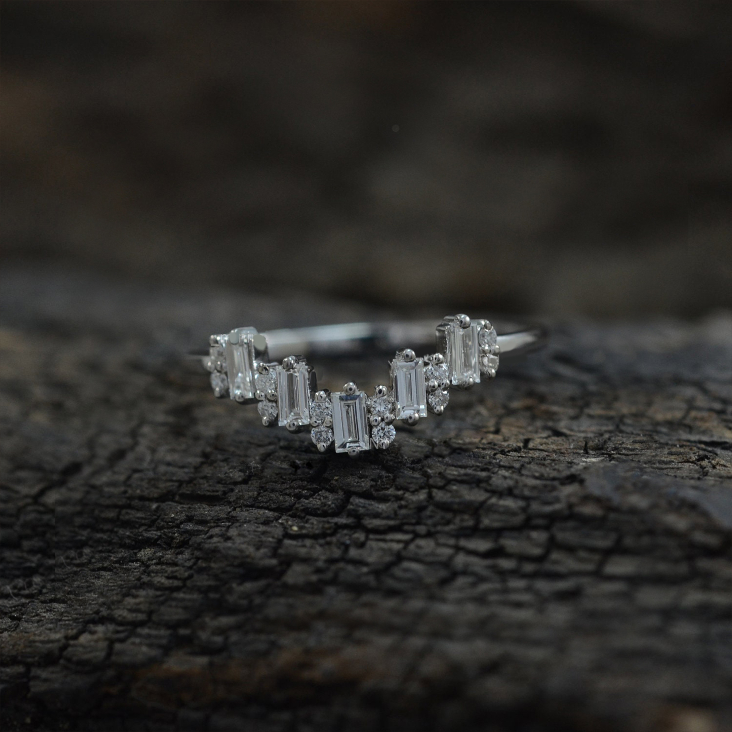 Baguette Diamond Chevron Ring
