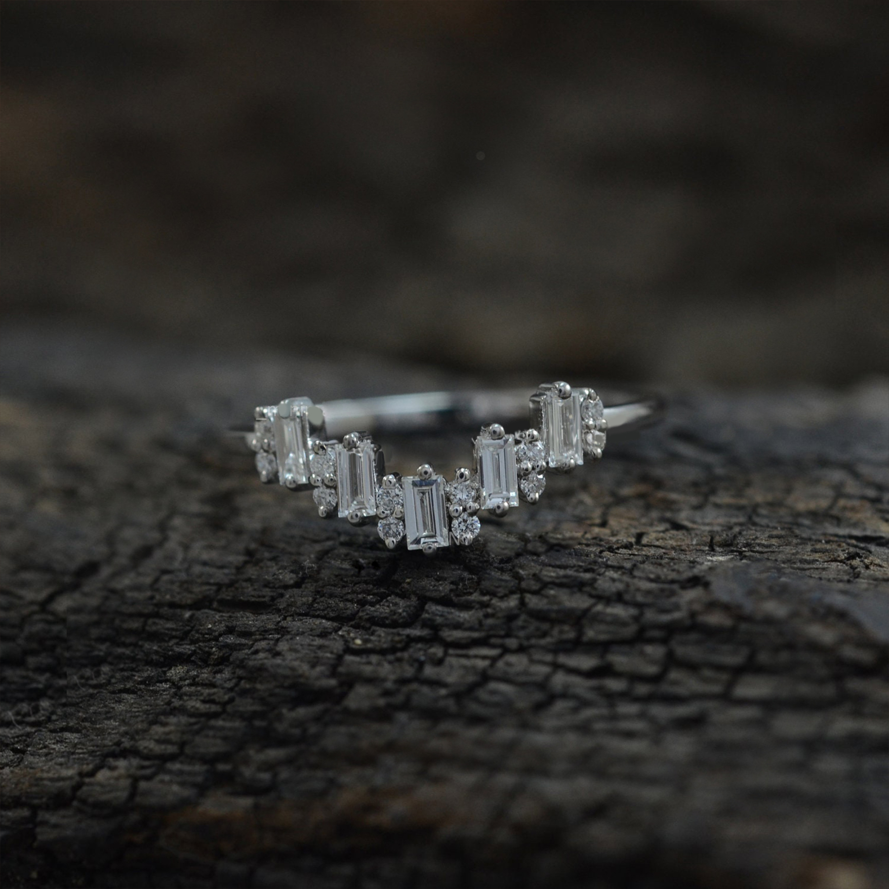 Baguette Diamond Chevron Ring