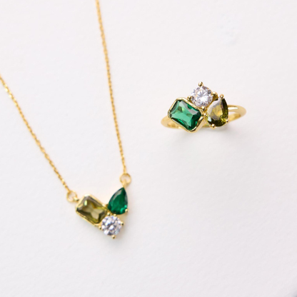 Christmas Gift Custom 3 Birthstone Ring