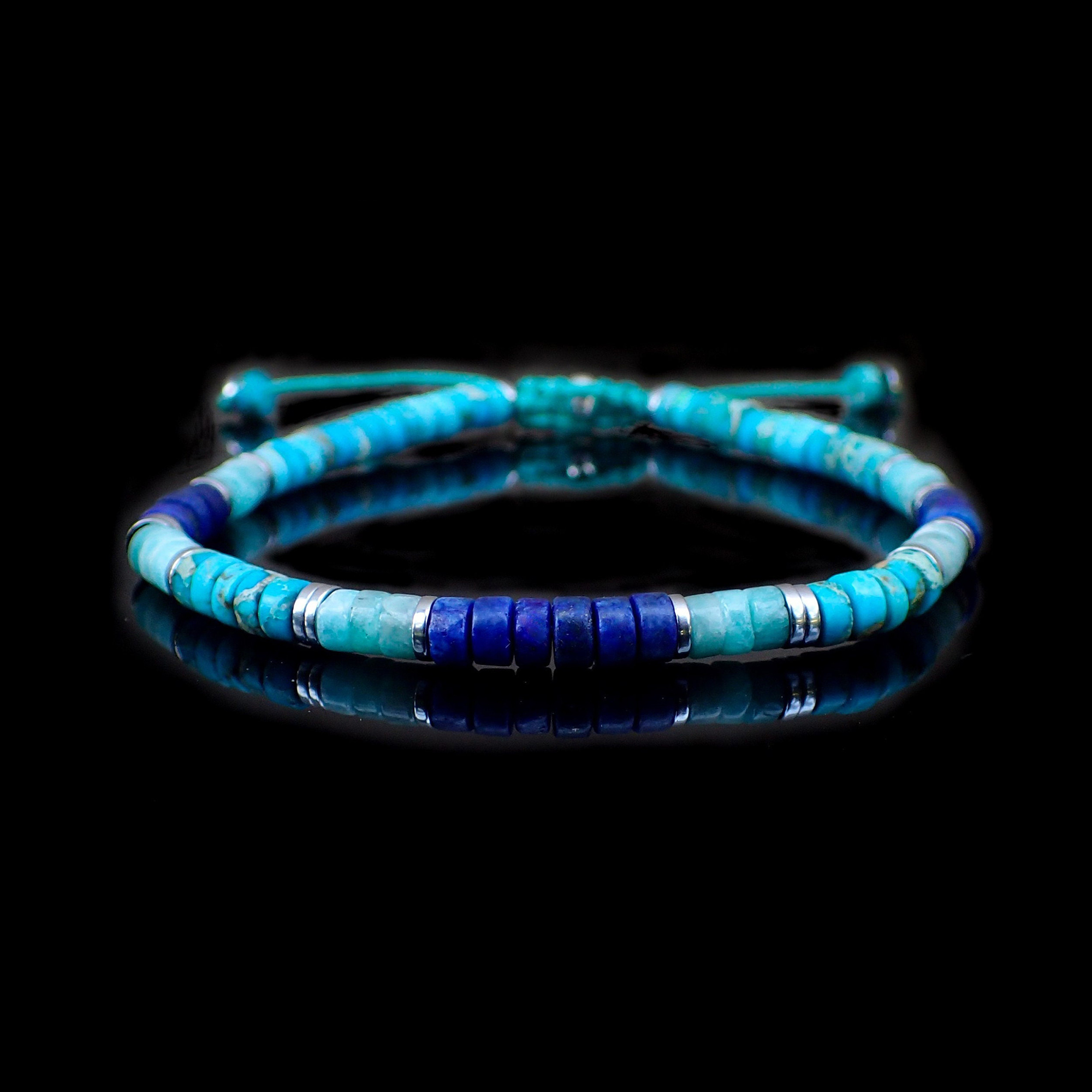 Mens Lapis Lazuli Turquoise Minimalist Bracelet