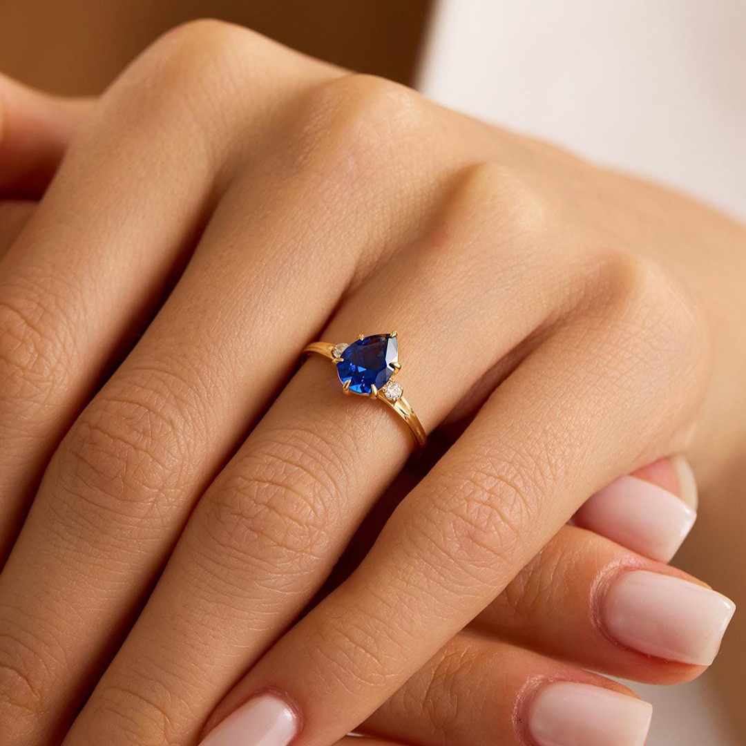 Forever in My Heart Teardrop Sapphire Ring