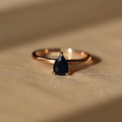 Memorial Tear Teardrop Sapphire Ring