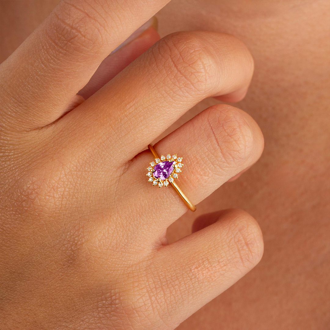 Memorial Tear Teardrop Birthstone Ring