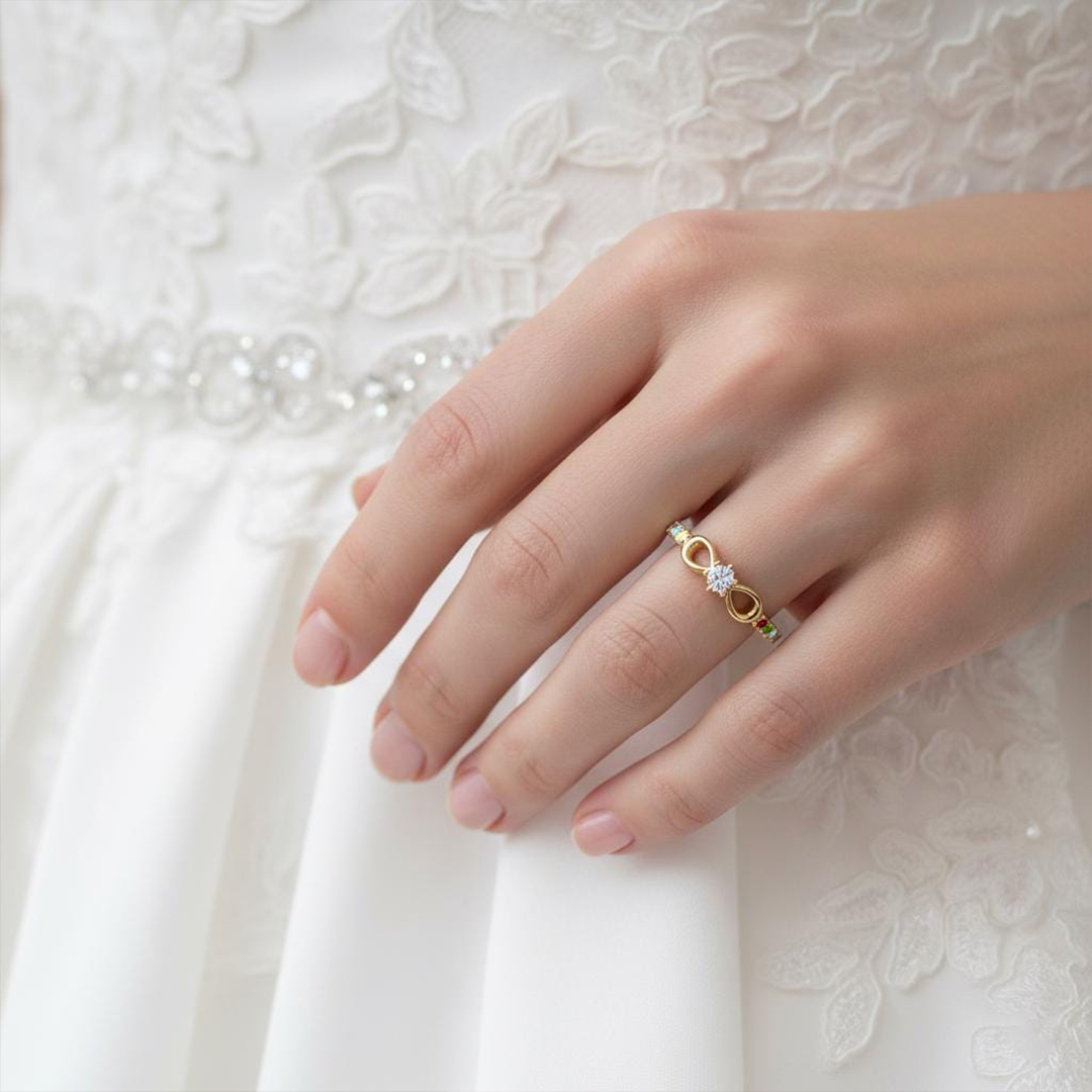 Autism Awareness Infinity Diamond Knot Ring