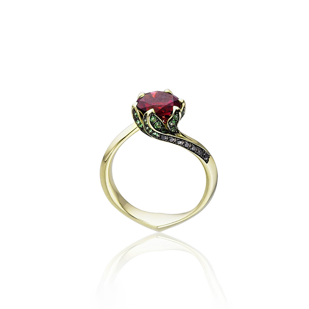 My One and Only Rose Garnet Floral Ring
