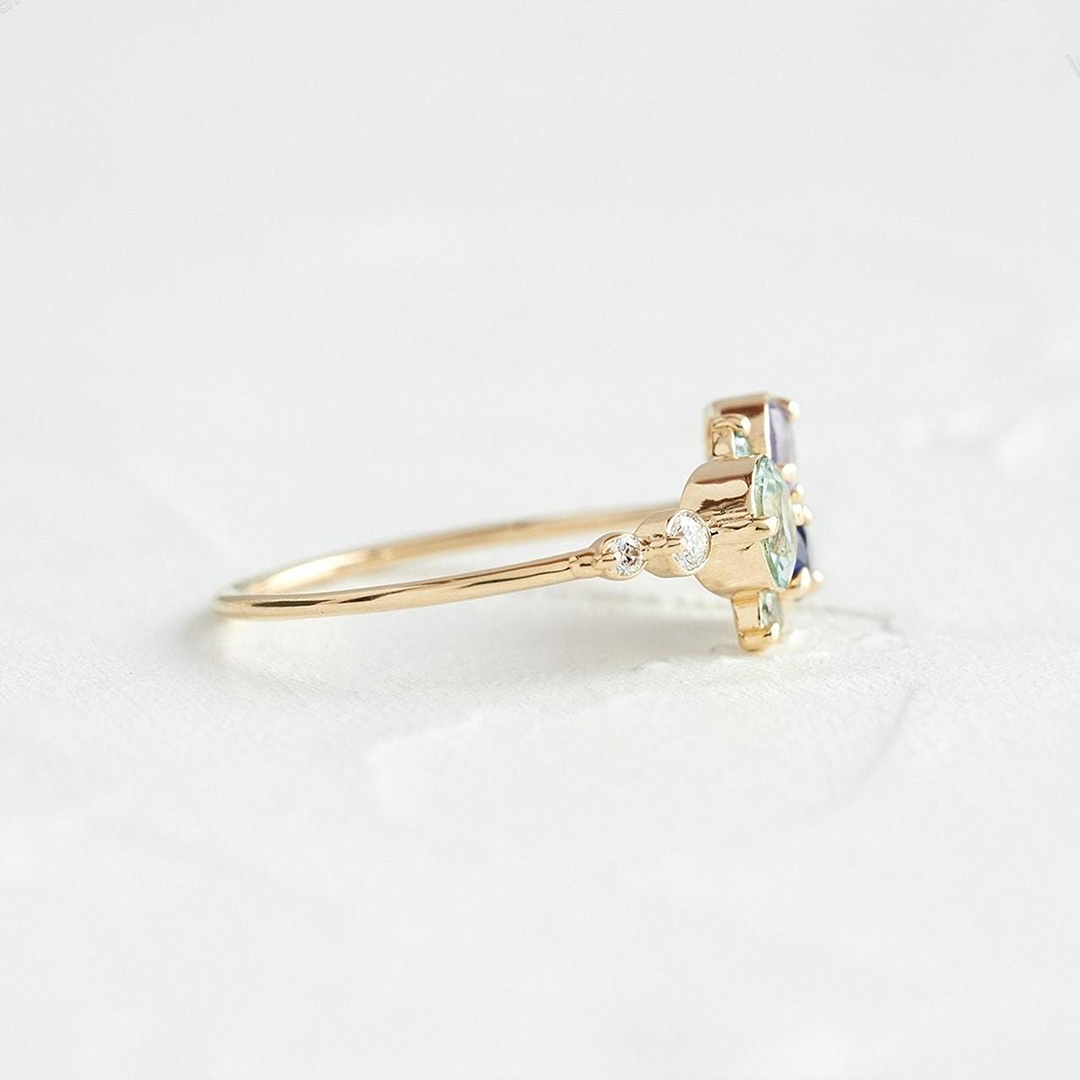 Gift For Mama Custom 1-5 Multi-Shape Birthstones Ring