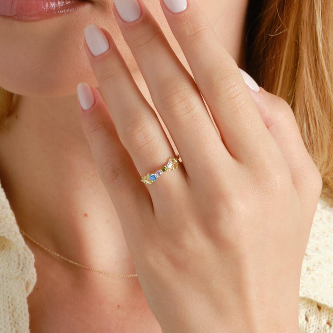 Grandma’s Tears of Joy Blooming Half Eternity Flower Ring