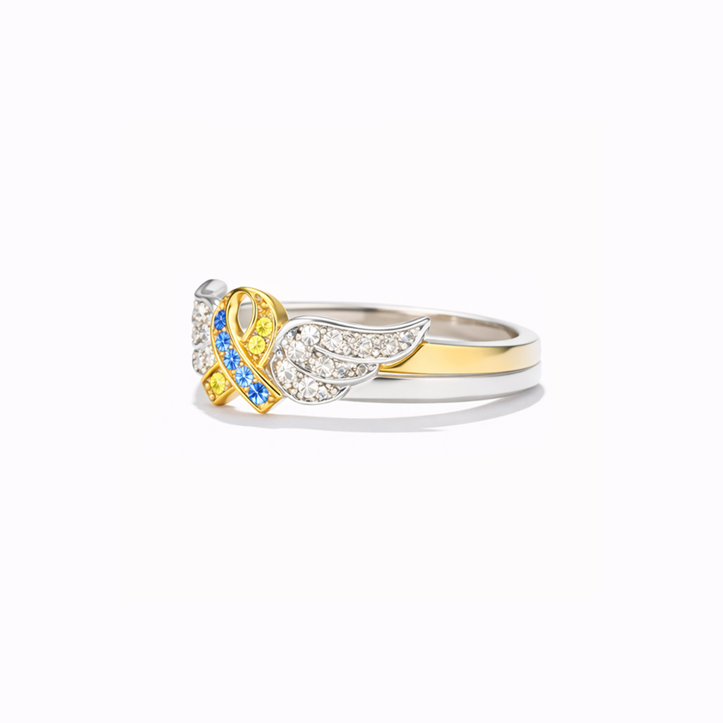 Blue & Yellow Hope Ribbon Ring