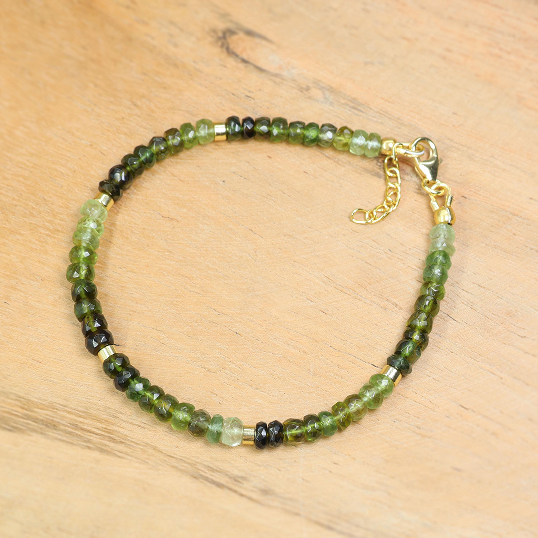 Kidney Disease Awareness Strength and Support Green Beaded Bracelet