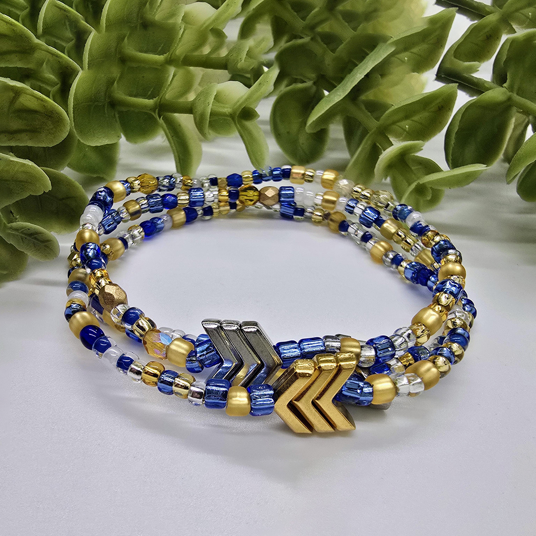 Blue & Yellow Seed Beads Down Syndrome Awareness Bracelet 