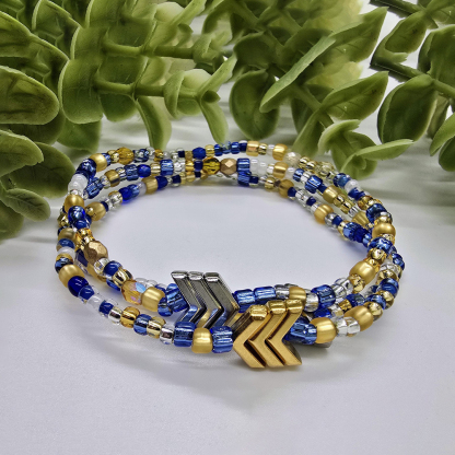 Blue & Yellow Seed Beads Down Syndrome Awareness Bracelet 