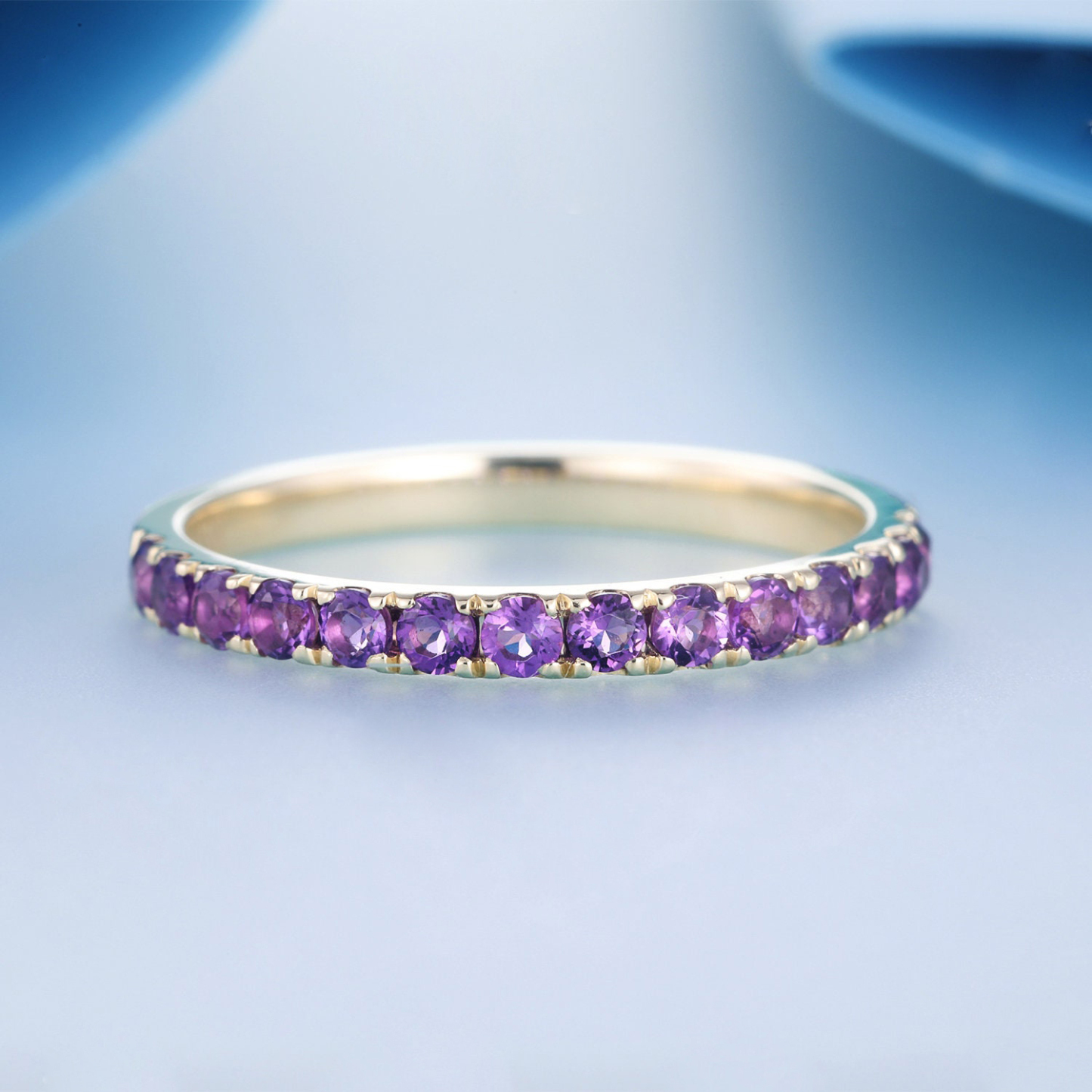 Alzheimer Dementia Awareness Gift Purple Half Eternity Ring