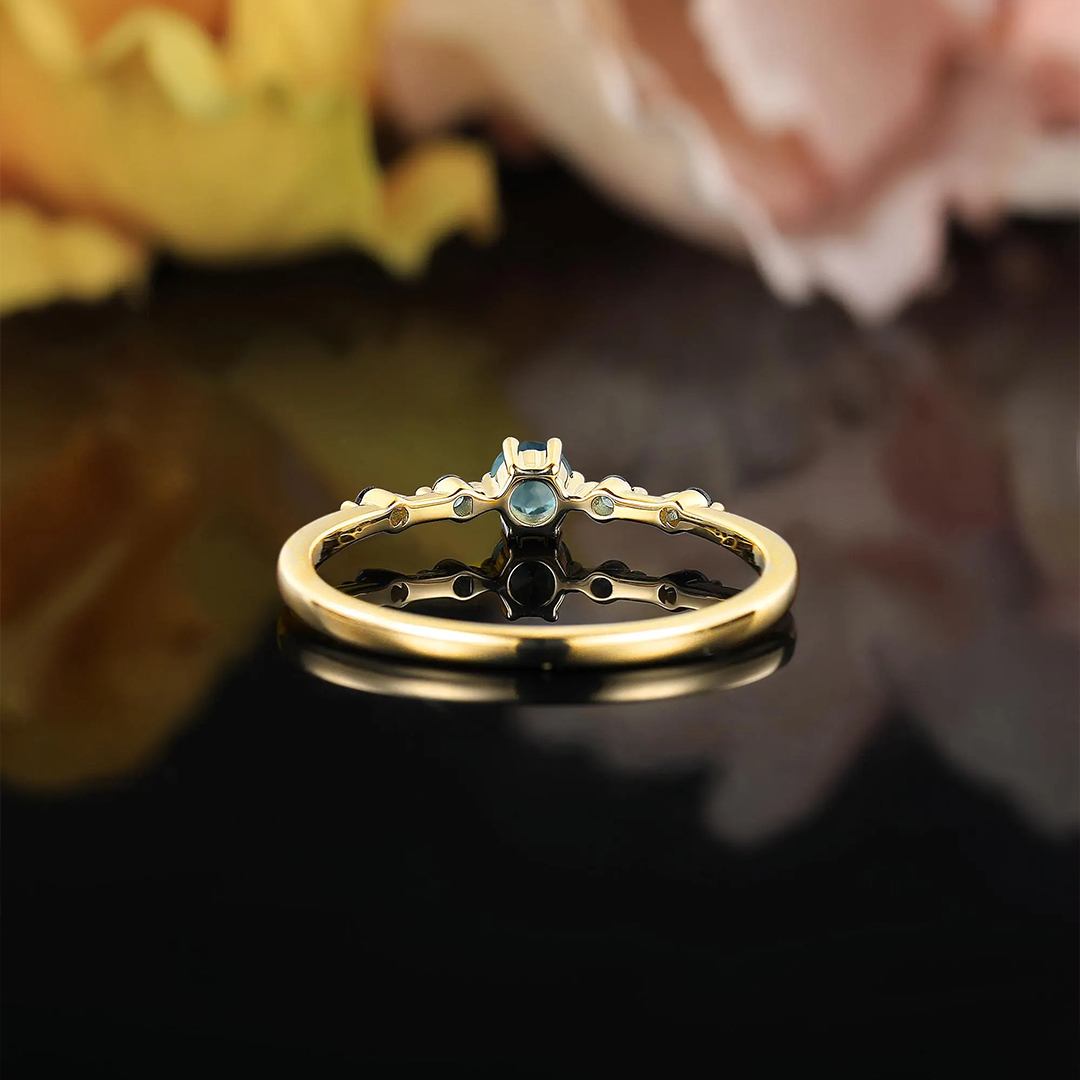 Ovarian Cancer Awareness Strength in Teal Teal Sapphire Ring