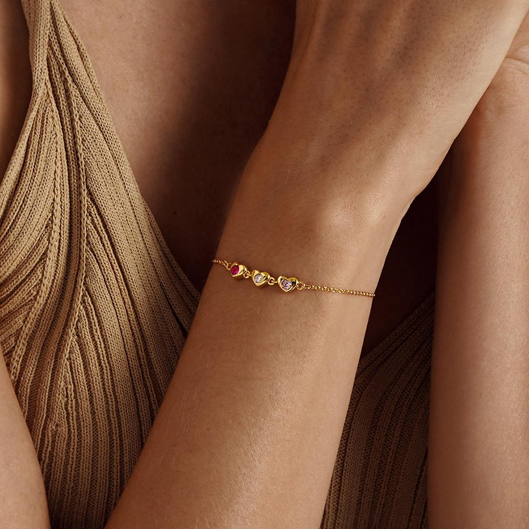 My Family My Heart Custom Heart Birthstone Bracelet