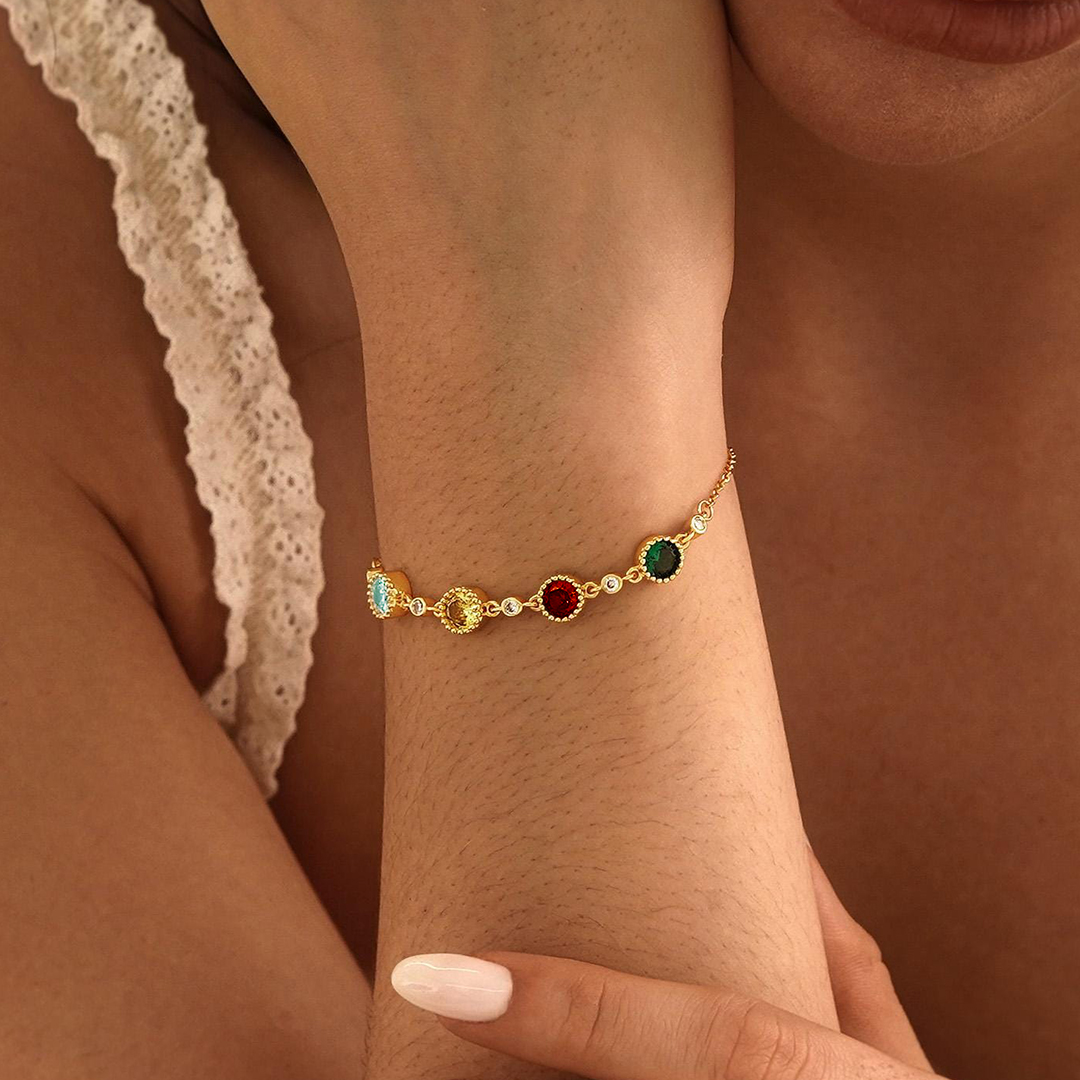 Mother's Day Gift Personalized Square Birthstone Bracelet