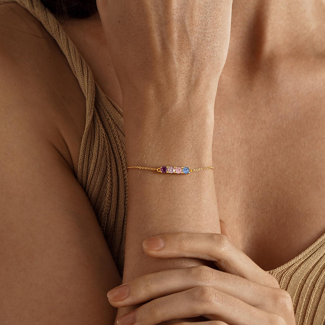 Minimalist Family Gift Birthstone Bracelet