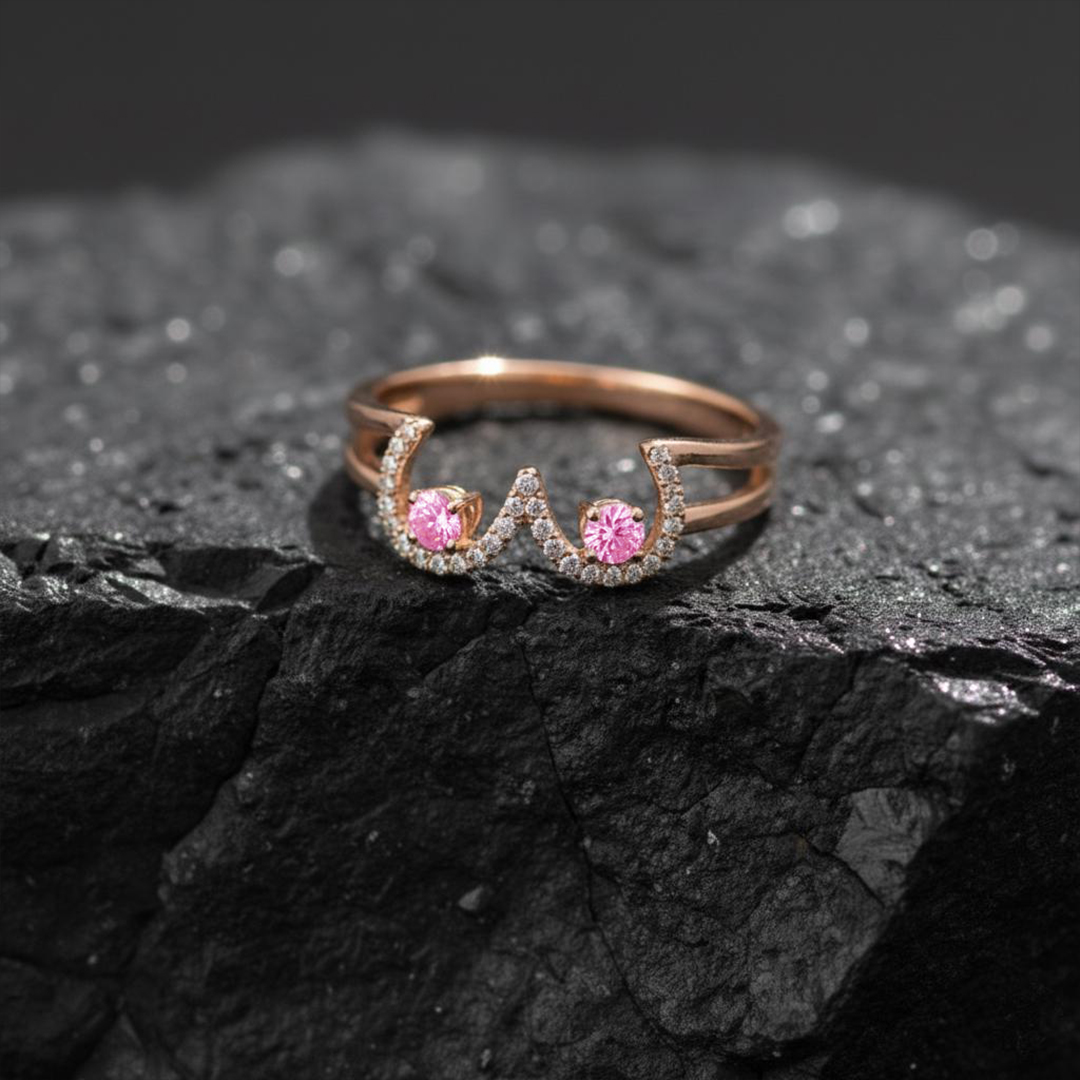 Breast Cancer Awareness I Am Enough Dainty Wave Ring