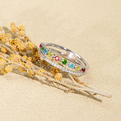 Autism Awareness Miracle Love Rainbow Eternity Ring