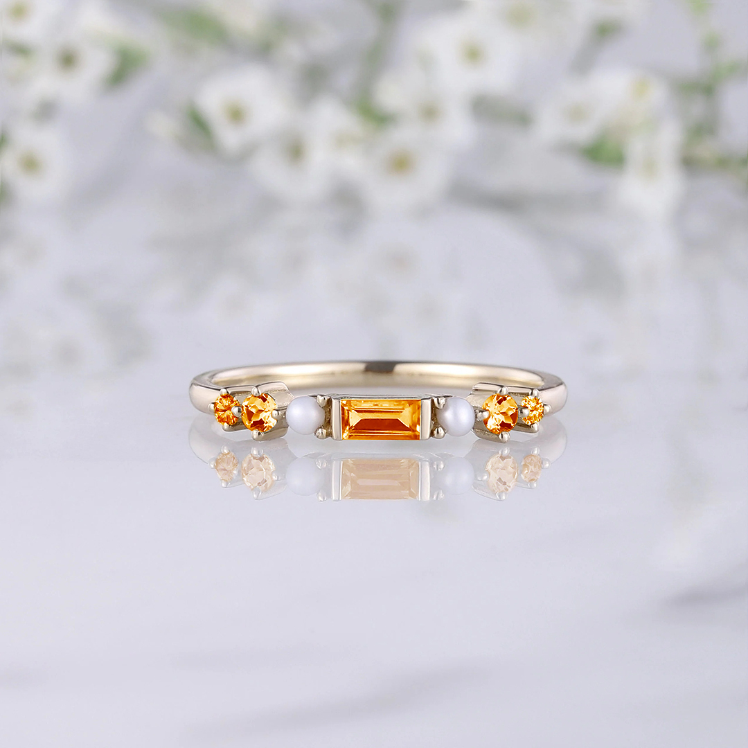 Nobody Fights Alone Multiple Sclerosis Awareness Baguette Pearl Ring