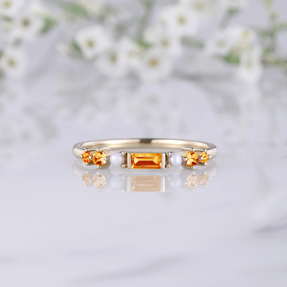 Nobody Fights Alone Multiple Sclerosis Awareness Baguette Pearl Ring