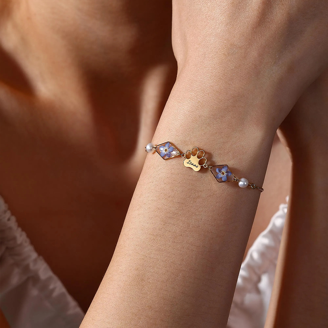 Forever Loved Rainbow Bridge Paw Print Bracelet