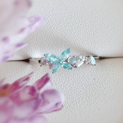 Ovarian Cancer Awareness Teal Butterfly Ring