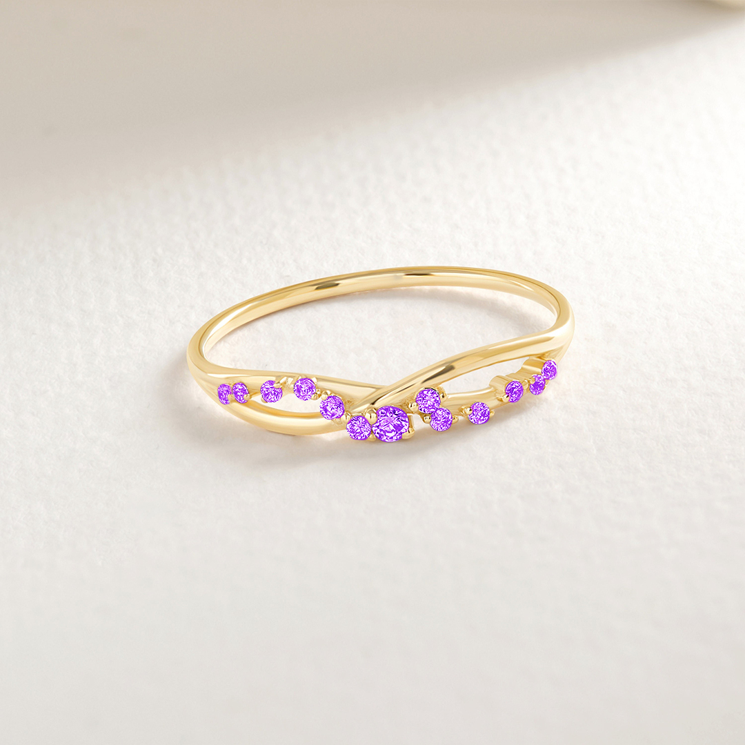 Lupus Awareness Purple Diamond Infinity Ring